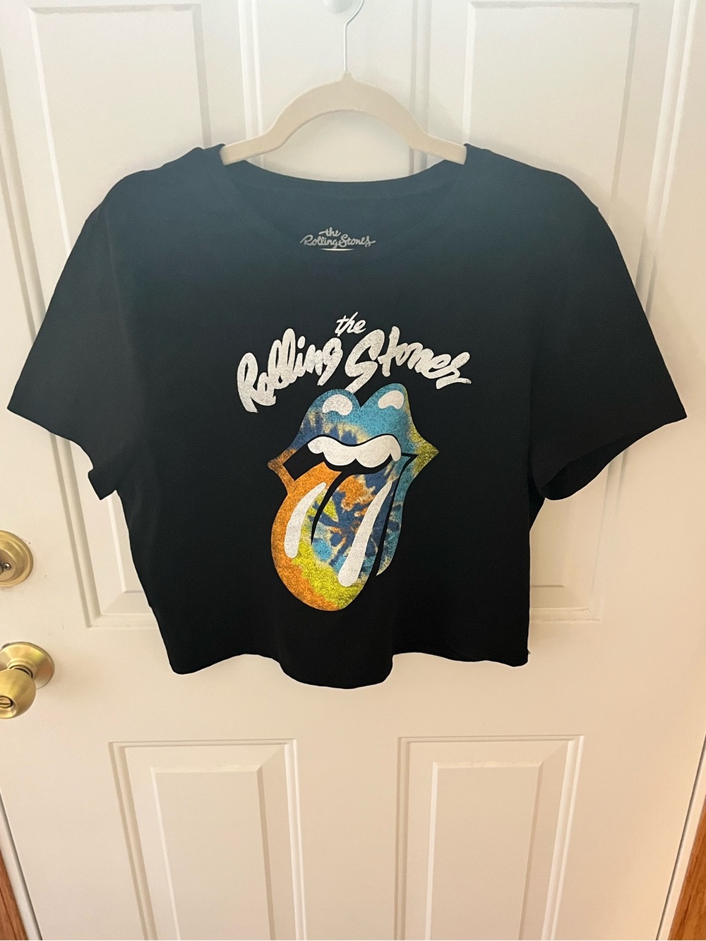 The Rolling Stones Black Cropped Graphic Tee Women’s 3X Cotton Band Shirt